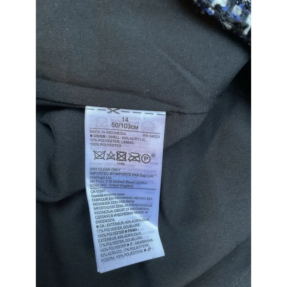 Banana Republic Metallic Sparkle Black Blue Gray White Tweed Pencil Skirt Size 4